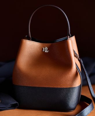 Two-Tone Leather Small Reese Bucket Bag