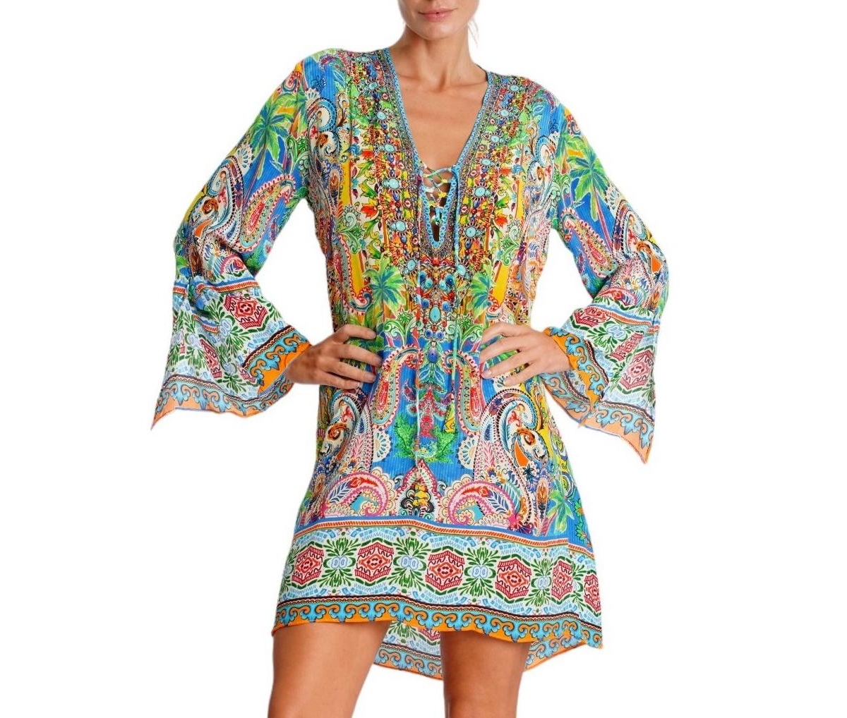 La Moda Clothing Women's Short Bell Sleeve Dress