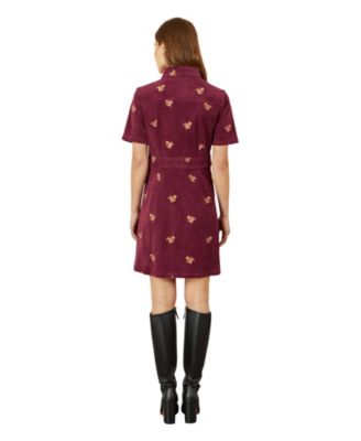 Women's Fox Embroidered Cord Shirt Dress