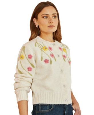 Women's Hand Embroidered Flower Cardigan