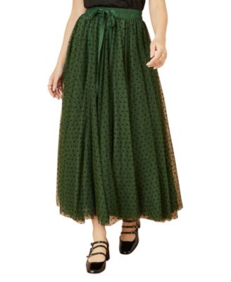 Women's Mesh Heart Print Tulle Skirt