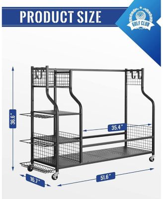 Golf Storage Garage Organizer, Golf Bag Storage Stand and Other Golfing Equipment Rack, Extra Storage Rack for Golf Clubs