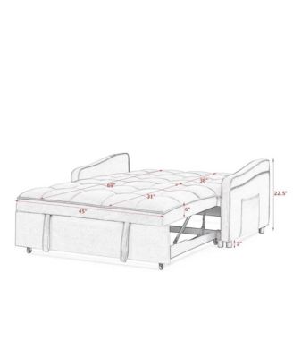 Velvet Loveseat Sleeper Sofa Bed with USB & Type-C Charging, Adjustable Backrest, Pull-Out Bed for Small Spaces-Maison Boucle