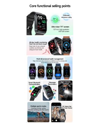 Advanced Outdoor Health Smart Bracelet with Flashlight and Continuous Monitoring -Pink