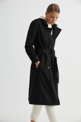 Women's Wool Mid Length Trench Coat
