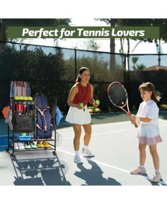 27.2" x 15.6" x 36" Tennis Rack Organizer: All-in-One Storage for Bags, Balls, Rackets & Gear