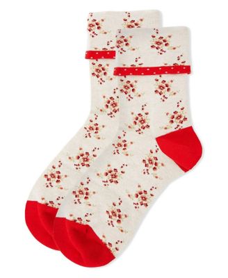 Women's Vintage Floral Cotton Blend Ankle Socks