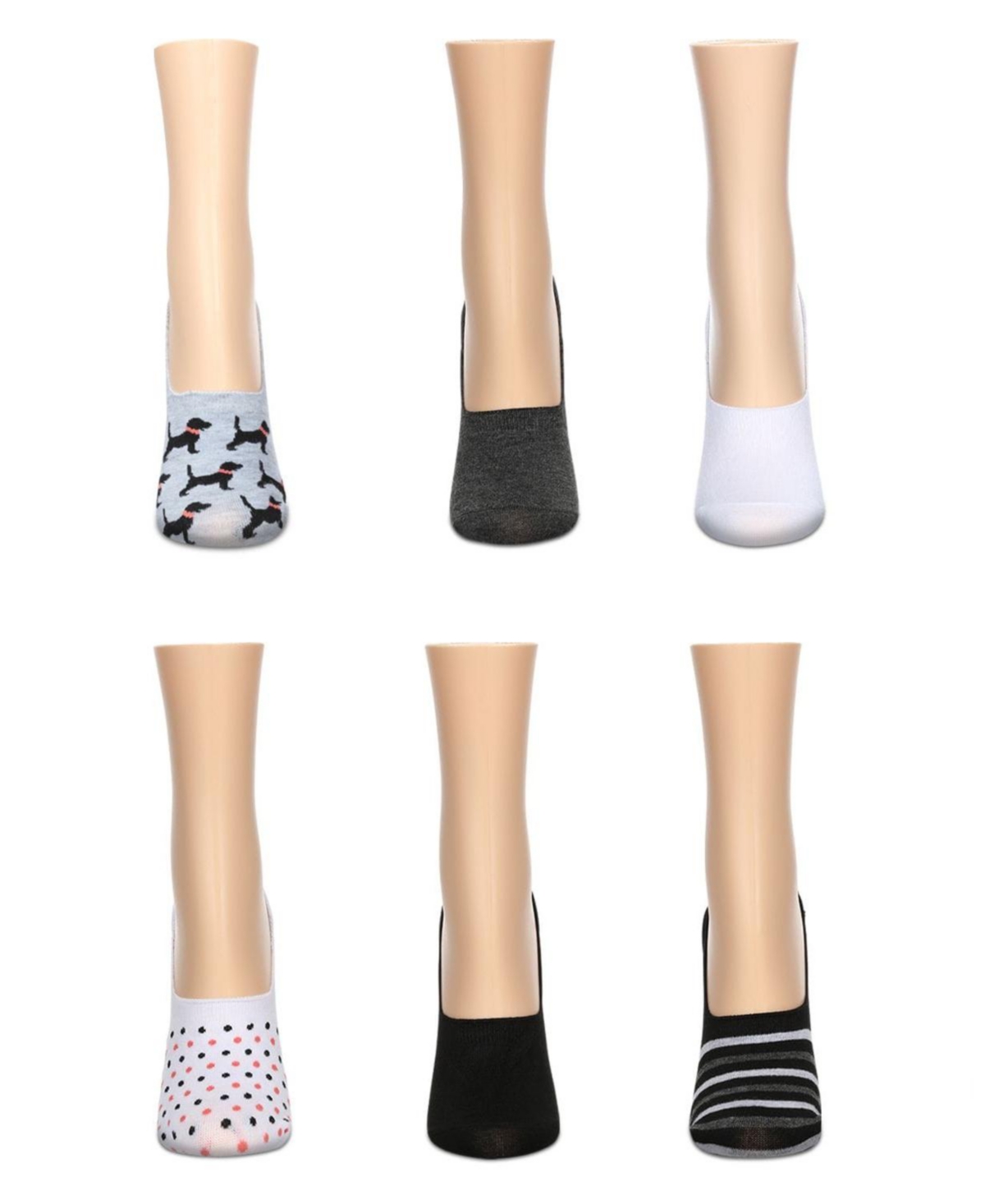 MeMoi Women's 6 Pair Pack Dogs High Cut Liner Socks