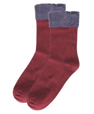 Women's Pindot Soft-Fit Thick Cuff Cotton Rich Crew Sock