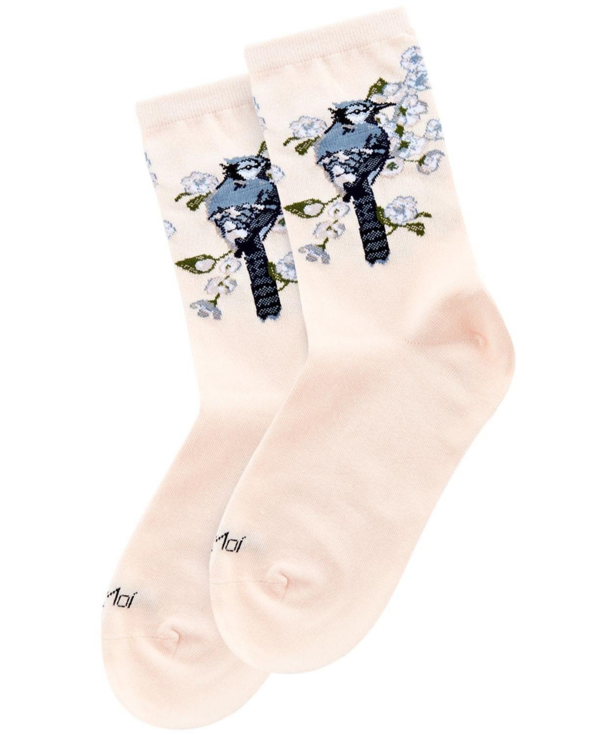 MeMoi Women's Blue Bird Limited Edition Cotton Blend Crew Sock