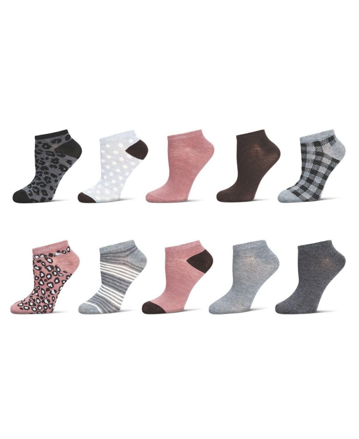 MeMoi Women's 10 Pair Pack Leopard Low Cut Socks