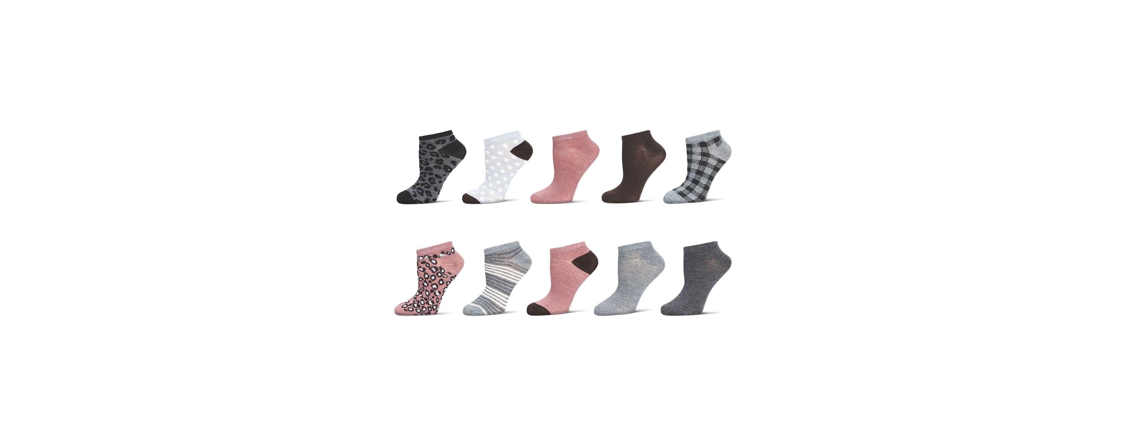 MeMoi Women's 10 Pair Pack Leopard Low Cut Socks