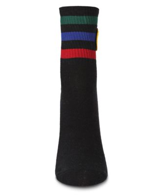 Women's Smiley Terry Patch Stripe Crew Socks