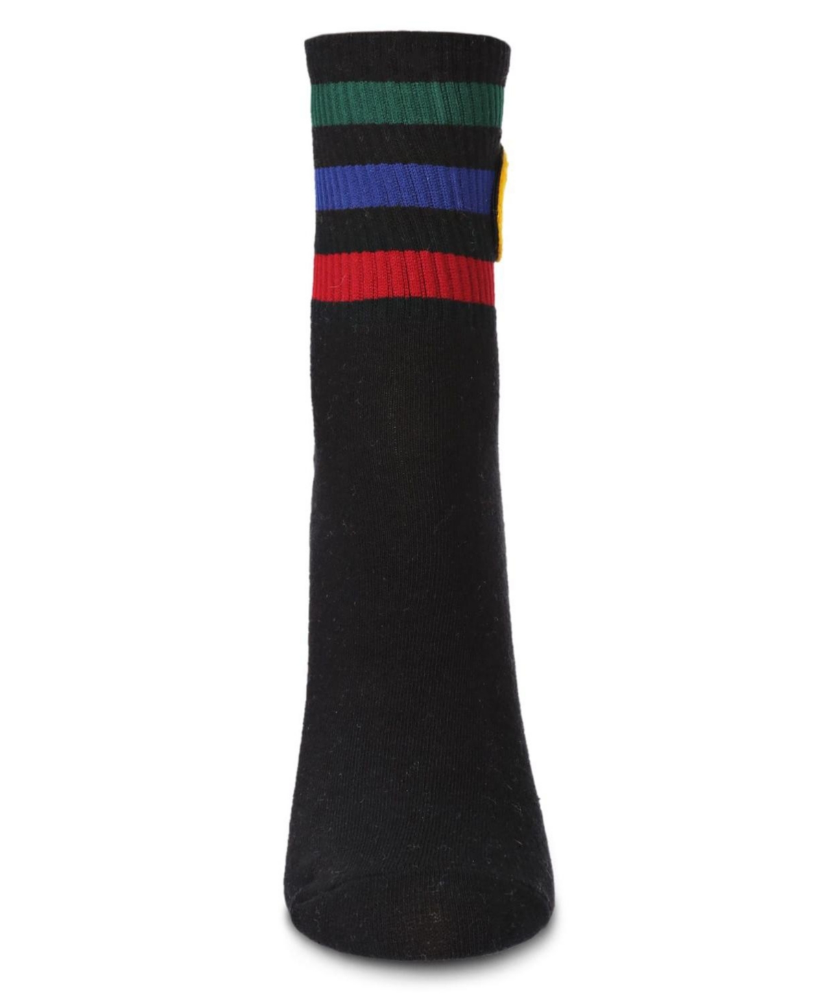 MeMoi Women's Smiley Terry Patch Stripe Crew Socks