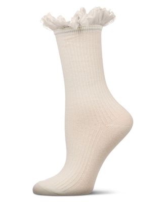 Women's Fine Rib Loop Cuff Crew Socks