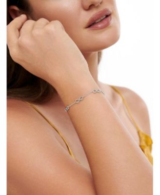 Infinity Chain Bracelet in Rhodium Plated Sterling Silver, Adj 6.5/7.0/7.5 inch