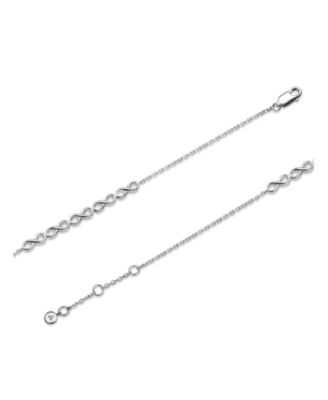 Infinity Chain Bracelet in Rhodium Plated Sterling Silver, Adj 6.5/7.0/7.5 inch