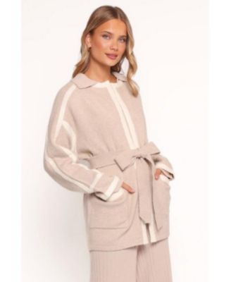 Women's Maloney Tie Front Coatigan - Beige S/M
