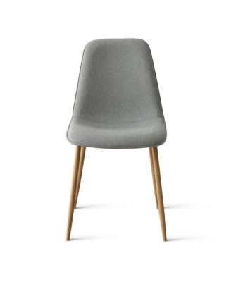 3-Piece 34.5" Dining Set with Sculpted Pedestal Table and 2 Upholstered Chairs with Curved Back and Light Wood Legs