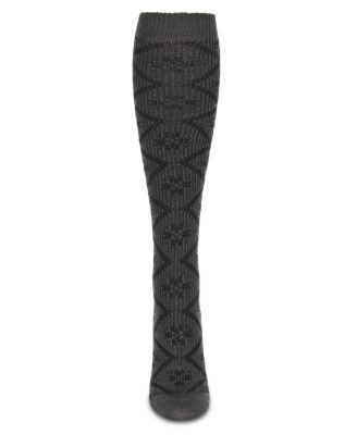 Women's Open Crochet Diamond Pattern Chunky Knee High Sock