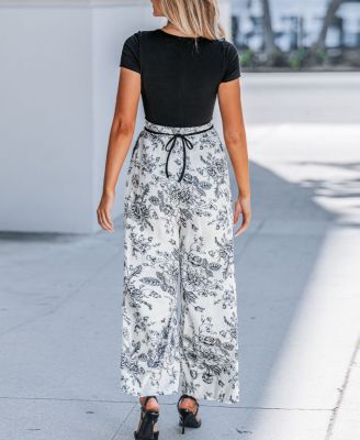 Women's Floral Print Wide Leg Jumpsuit