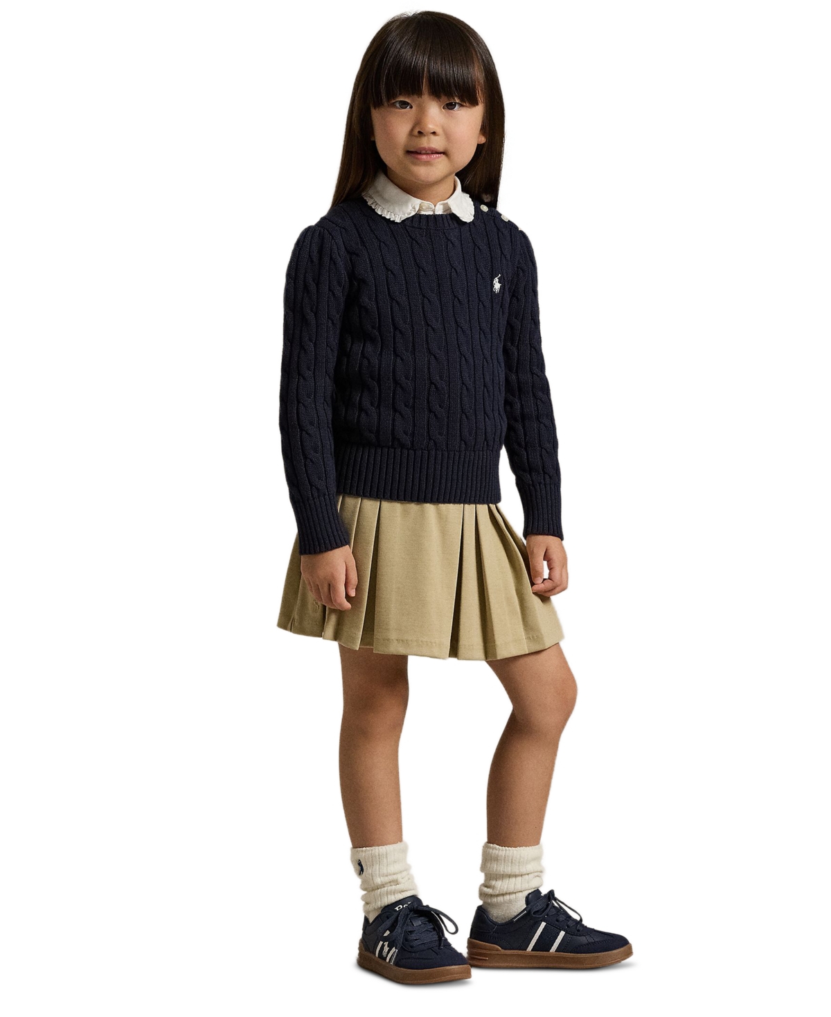 Polo Ralph Lauren Girls 2T-6X Crewneck Cable Knit Sweater
