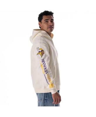 Men's and Women's Cream Minnesota Vikings Stacked Graphic Sleeve Fleece Hoodie