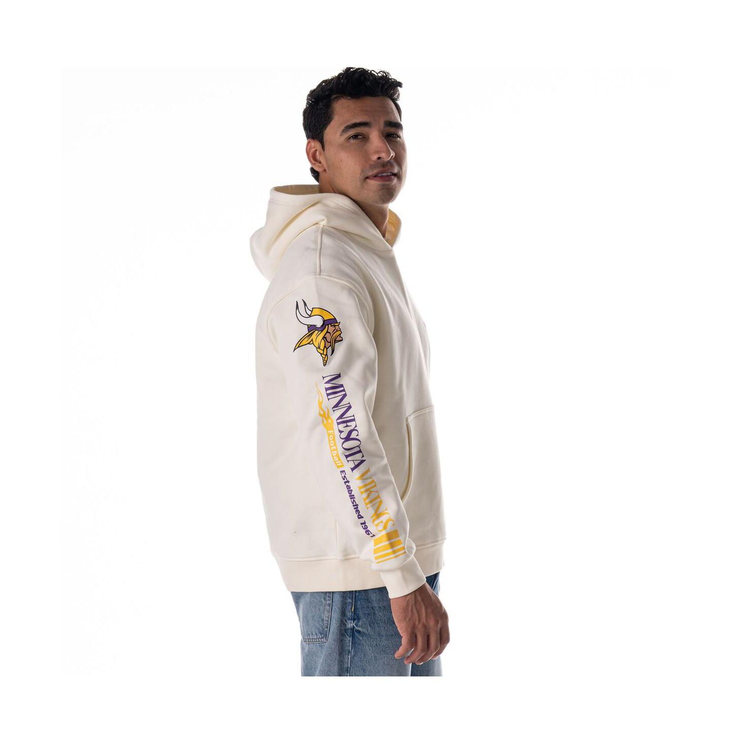 Худи The Wild Collective Cream Minnesota Vikings Stacked Graphic Sleeve Fleece — фото 4