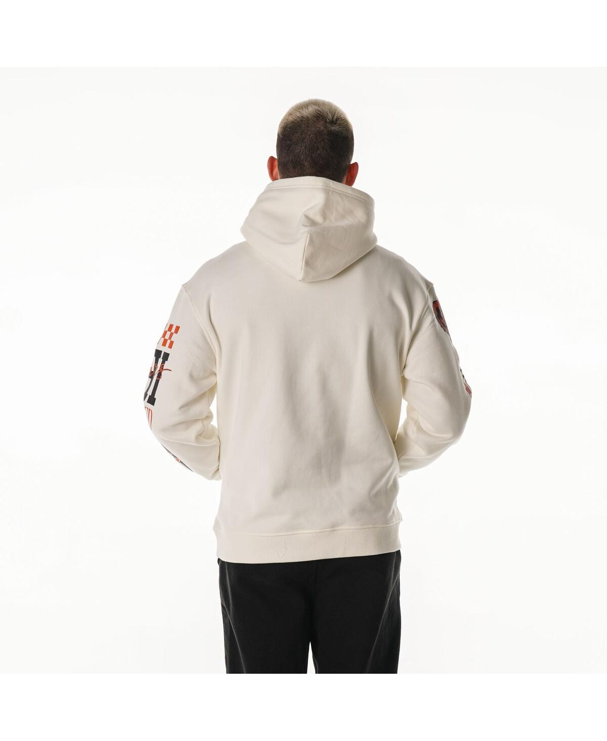 The Wild Collective Men's And Women's Cream Chicago Bears Stacked Graphic Sleeve Fleece Hoodie In White