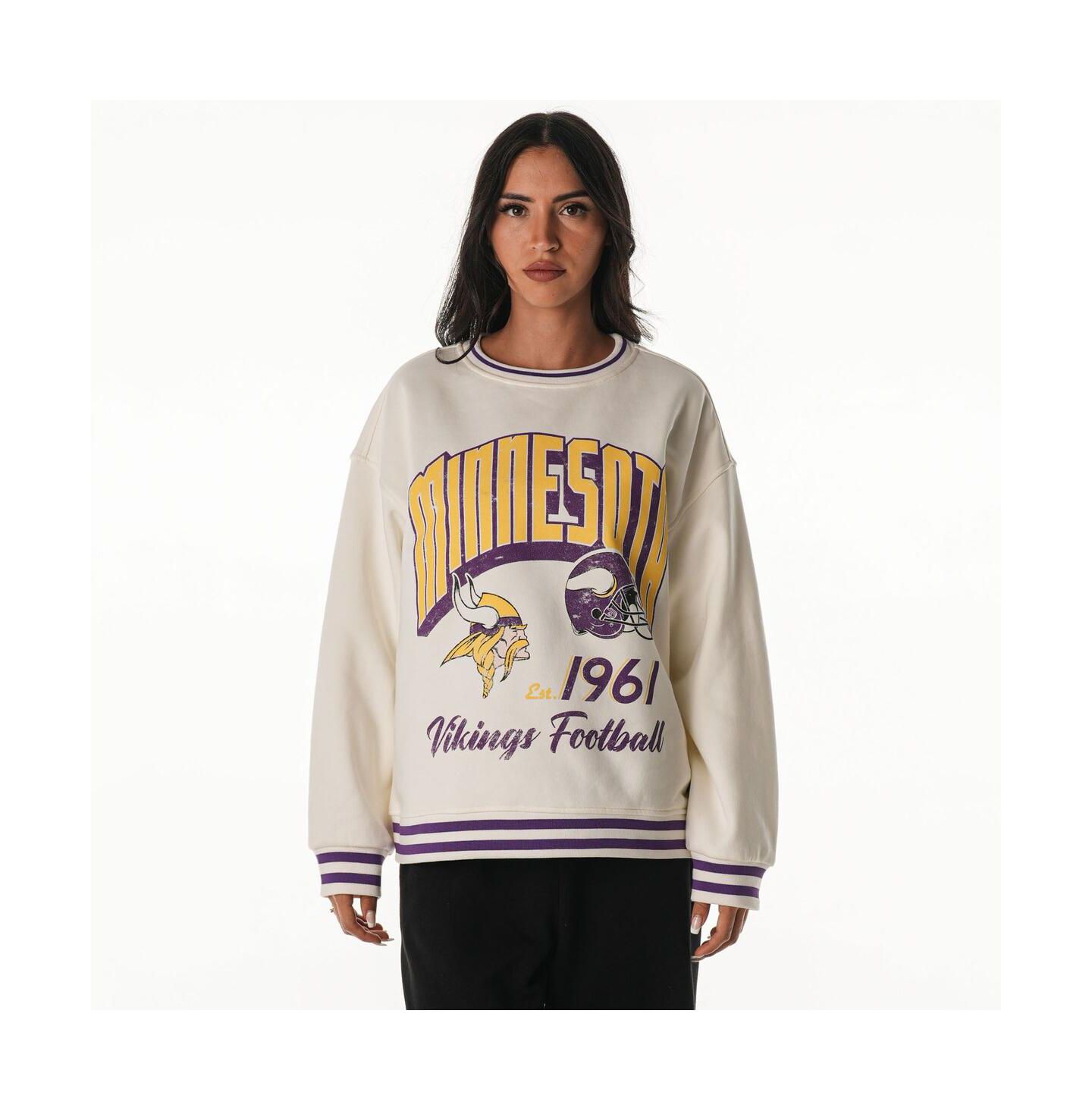 Женский свитшот The Wild Collective Cream Minnesota Vikings Oversized Vintage French Terry — фото 1