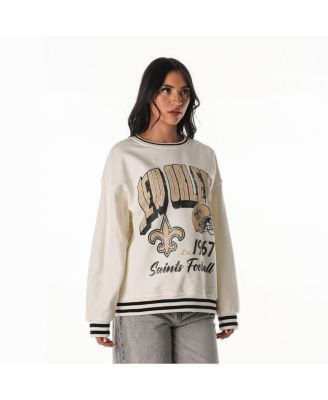 Women's Cream New Orleans Saints Oversized Vintage French Terry Sweatshirt