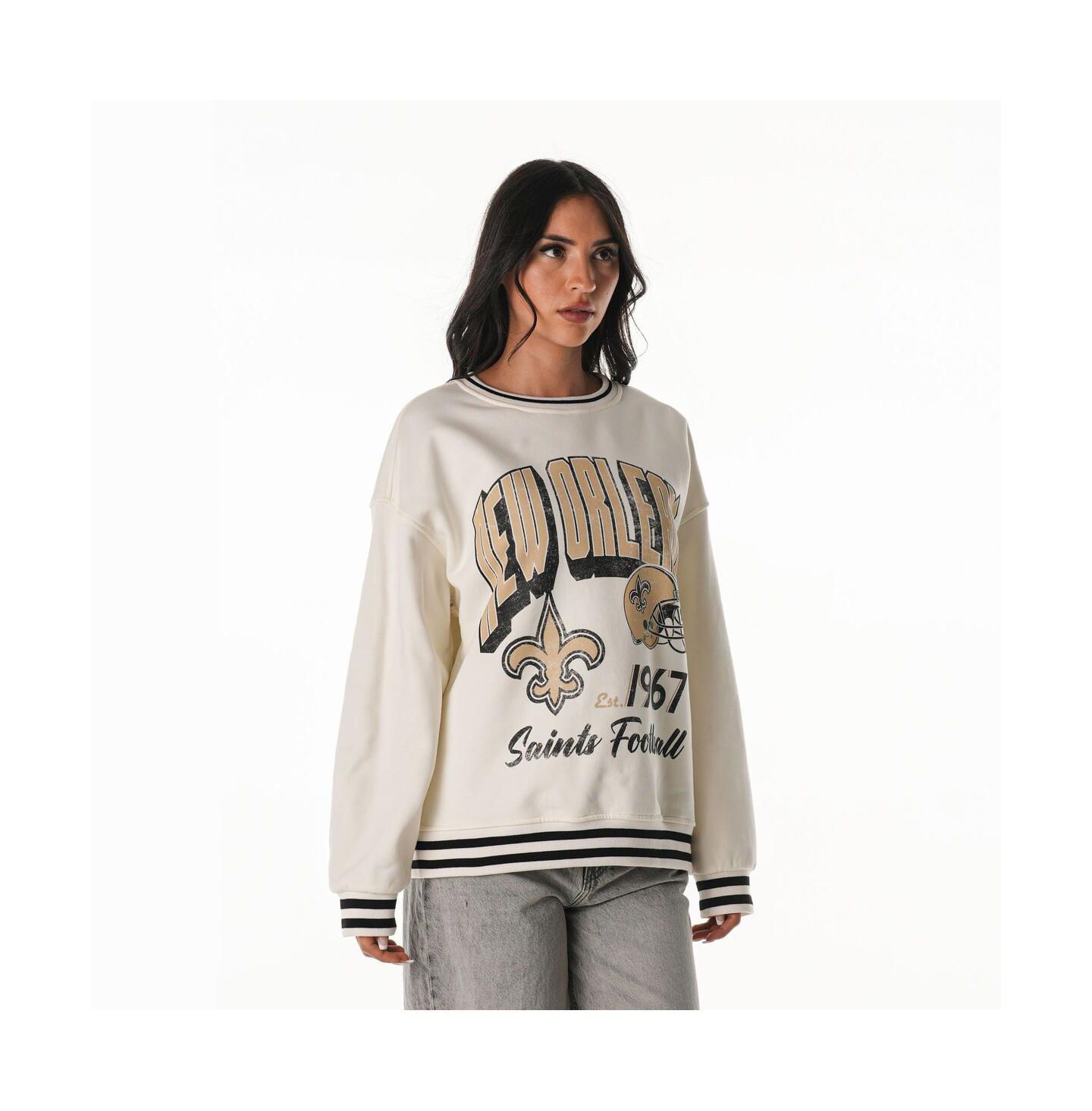 Женская толстовка The Wild Collective Cream New Orleans Saints Oversized Vintage French Terry — фото 2