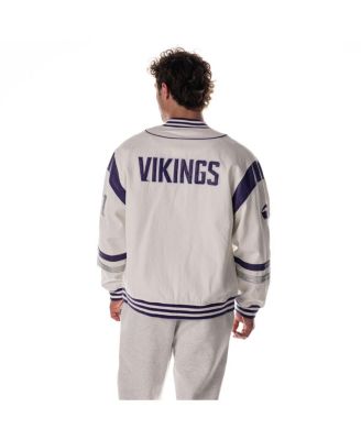 Men's and Women's White Minnesota Vikings Oversized Retro Full-Zip Jacket