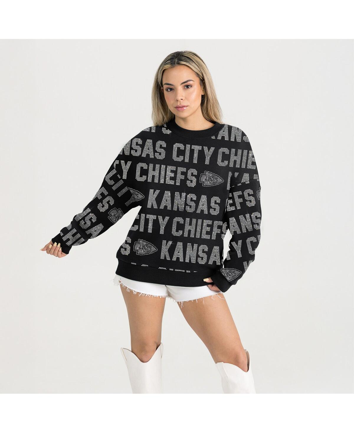 Gameday Couture Black Miami Dolphins Oversized Hype Era Rhinestone Text Sweatshirt In Black