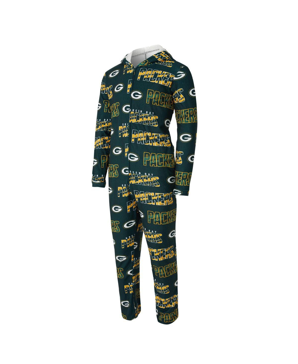 Concepts Sport Men's Green Bay Packers Shuffle All-over-print Microfleece Full-zip Union Suit In Green