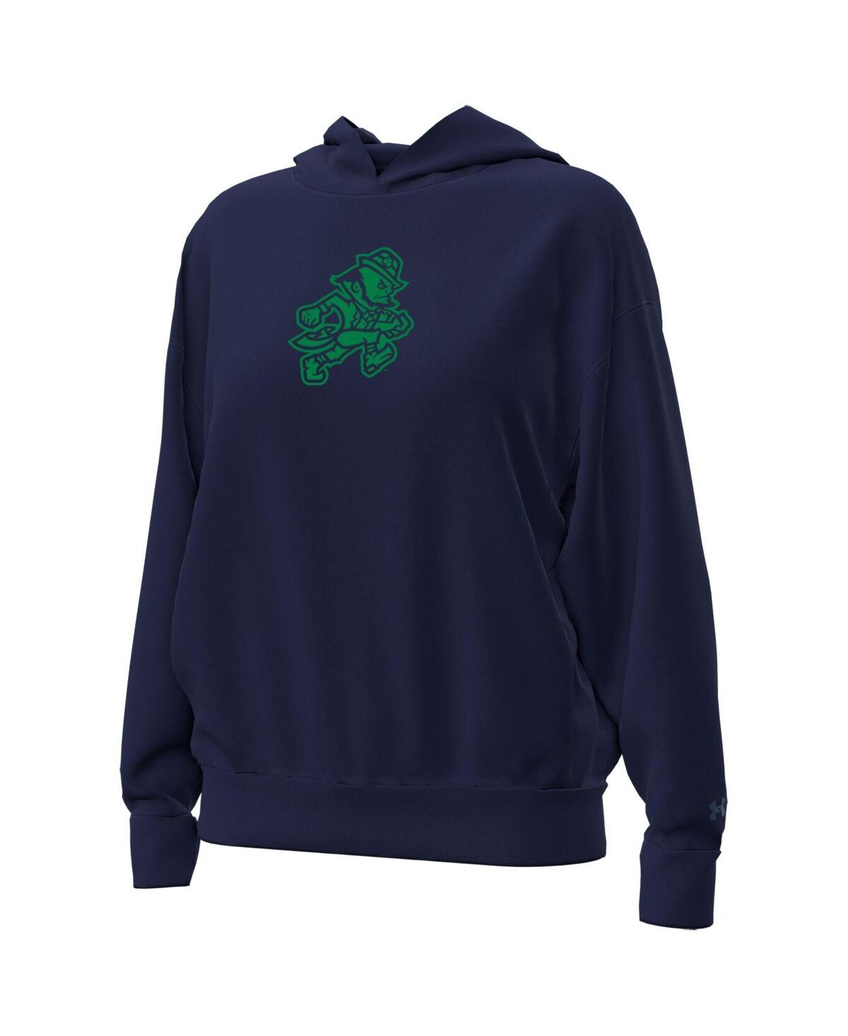 Under Armour Women's Navy Notre Dame Fighting Irish Leprechaun Icon Fleece Pullover Hoodie In Blue