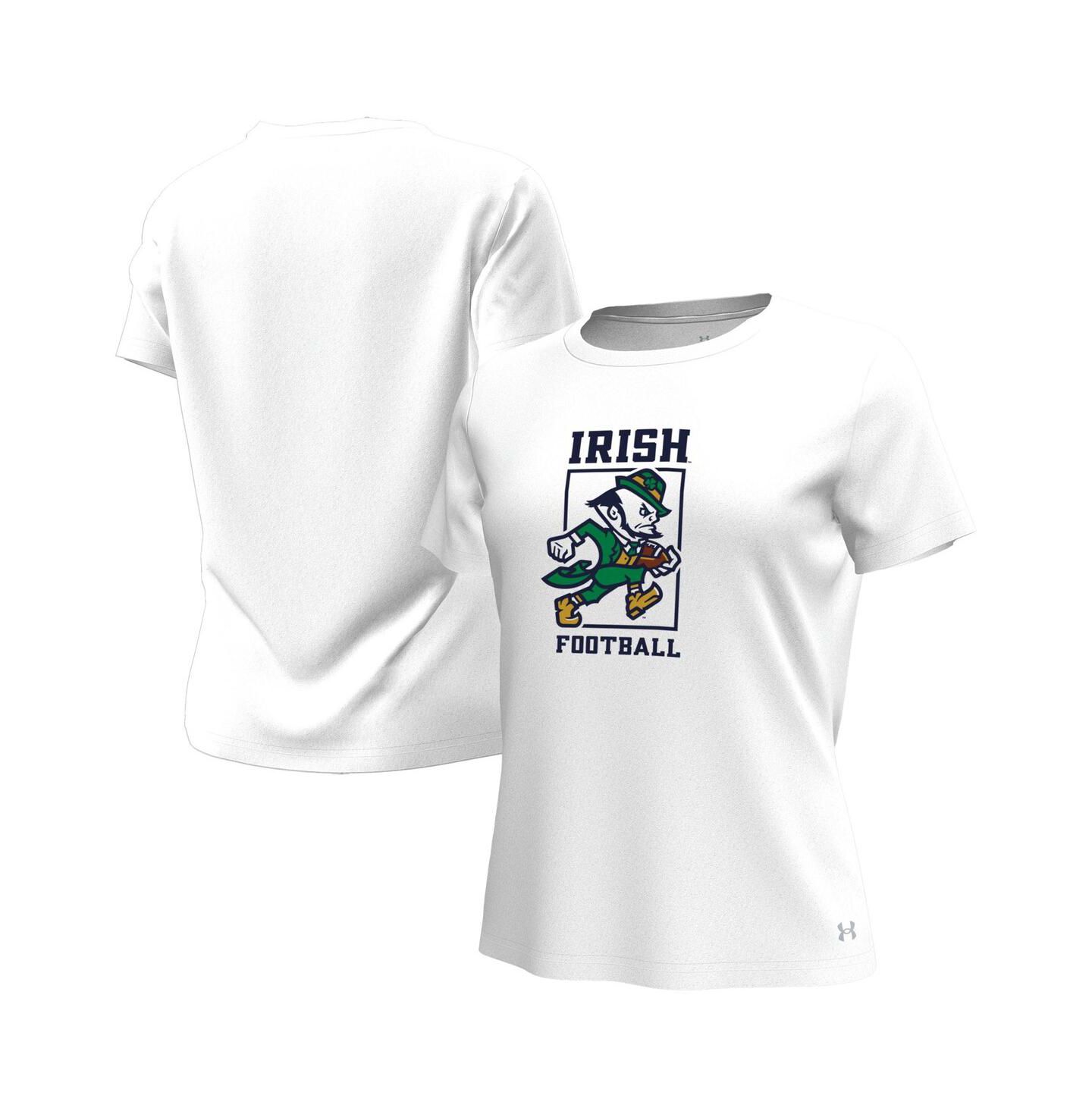Женская футболка Under Armour White Notre Dame Fighting Irish Leprechaun Tech Stretch — фото 1