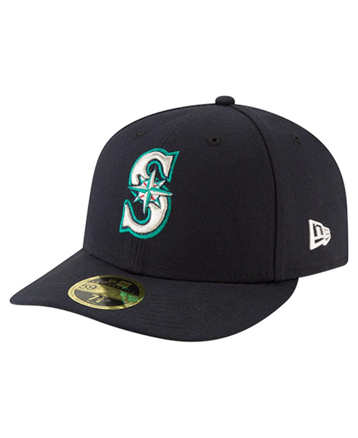 New Era Men's Navy Seattle Mariners Number Retirement Low Profile 59fifty Fitted Hat In Black