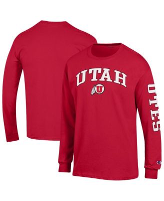 Champion - Men's Red Utah Utes Arch Over Logo 2-Hit Long Sleeve T-Shirt
