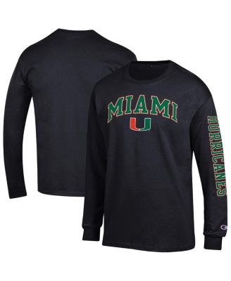 Champion - Men's Black Miami Hurricanes Arch Over Logo 2-Hit Long Sleeve T-Shirt