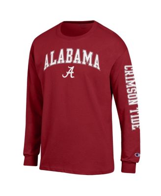 Men's Crimson Alabama Crimson Tide Arch Over Logo 2-Hit Long Sleeve T-Shirt