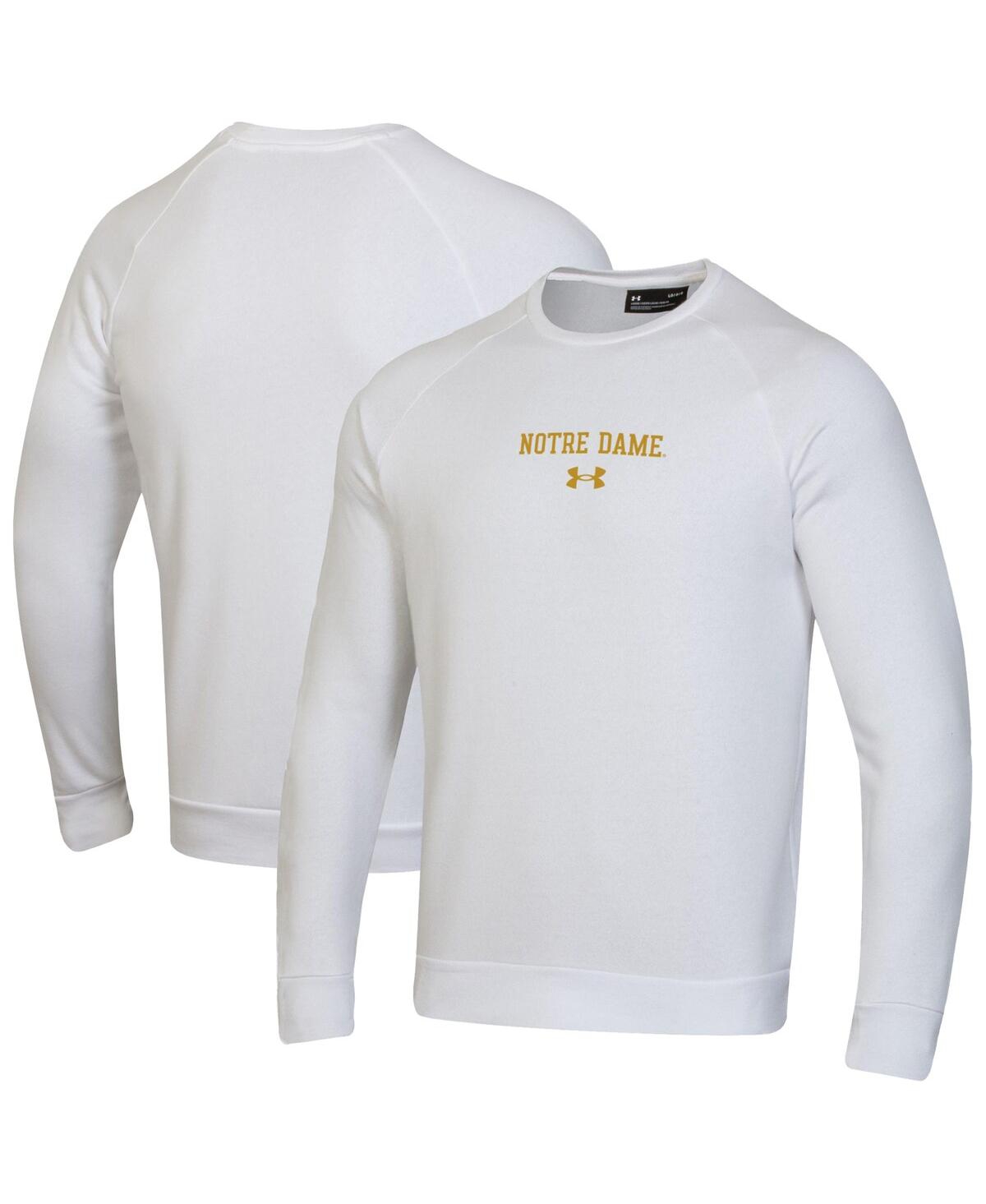 Under Armour Men's White Notre Dame Fighting Irish Sideline Rival Fleece Crewneck Sweatshirt In Multi