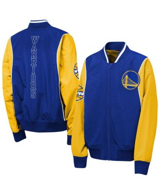 Outerstuff - Big Boys and Girls Royal/Gold Golden State Warriors Two-Pointer Full-Zip Windbreaker Jacket