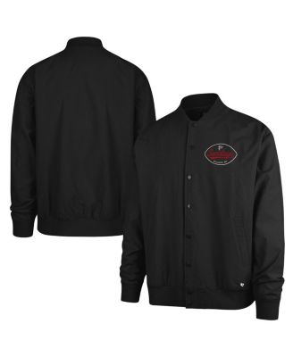 '47 Brand - Men's Black Atlanta Falcons Sundays Euro Step Twill Full-Button Bomber Jacket
