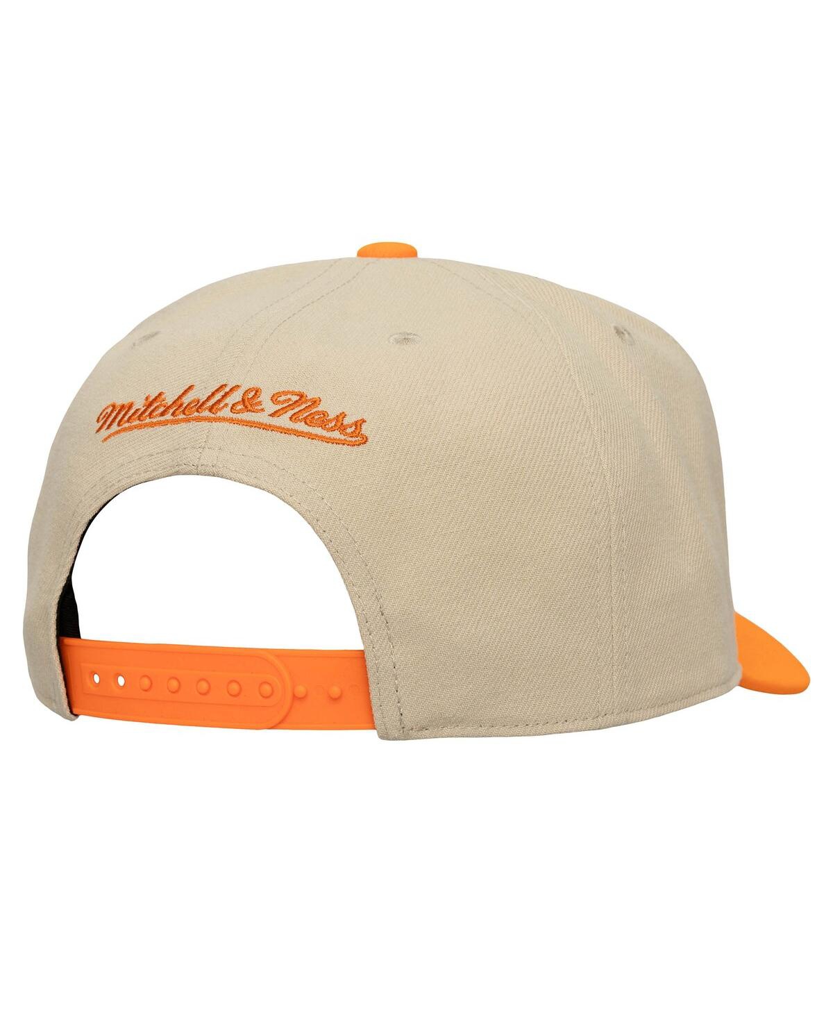 Mitchell & Ness Men's Cream/orange Houston Dynamo Fc Upside Down Pro Pinch Snapback Hat In Brown