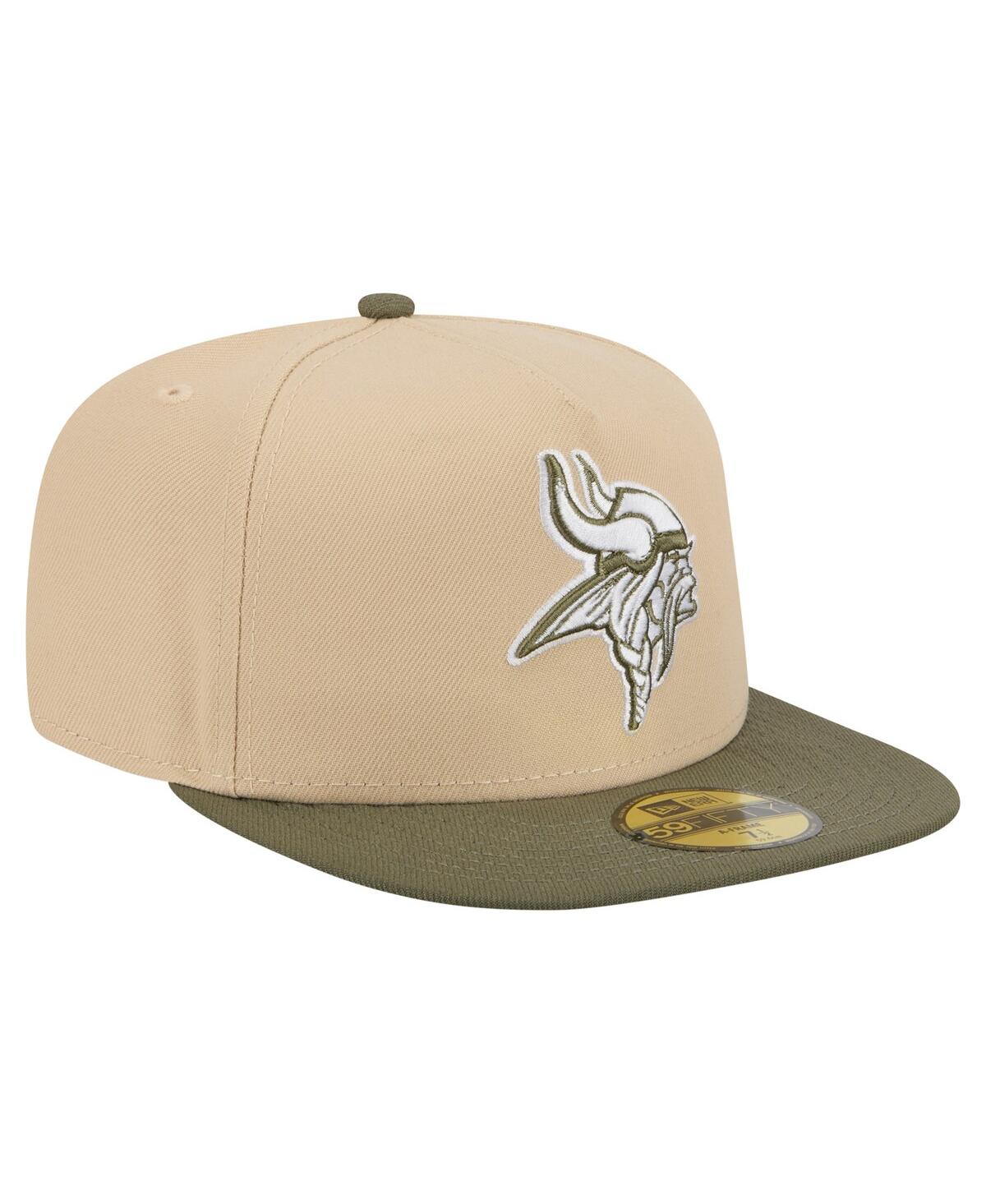 New Era Men's Light Beige/olive Minnesota Vikings Color Pack A-frame 59fifty Fitted Hat In Multi