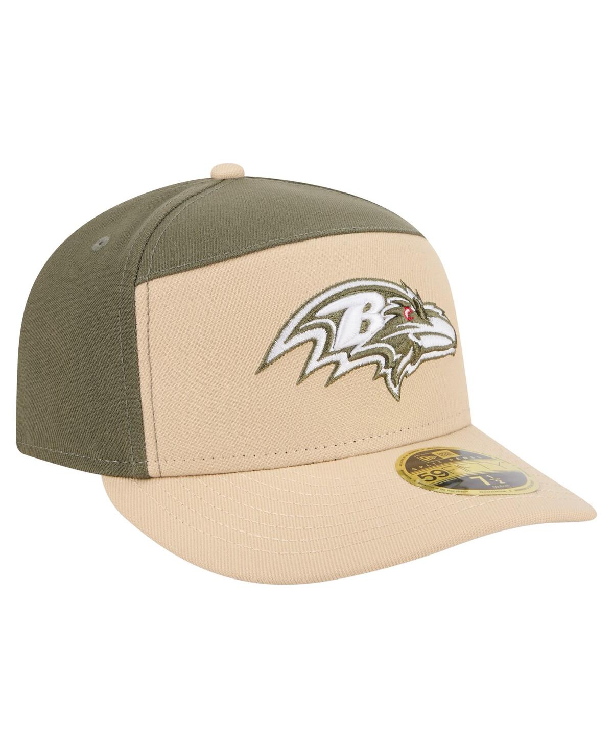 New Era Men's Light Beige/olive Baltimore Ravens Color Pack Split Panel 59fifty Fitted Hat In Multi