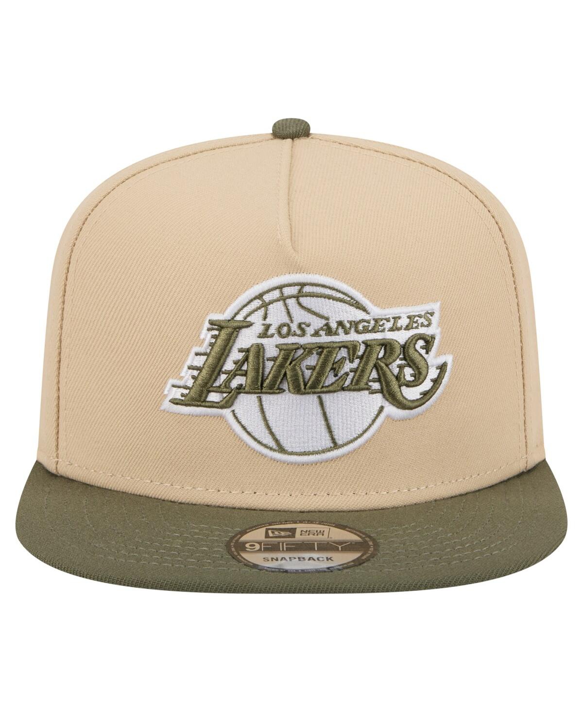 New Era Men's Khaki/olive Los Angeles Lakers Color Pack Two-tone A-frame 9fifty Snapback Hat In Neutral