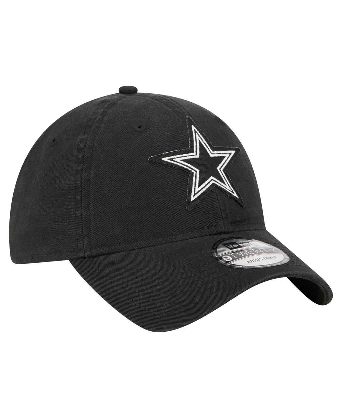 New Era Men's Black Dallas Cowboys Stamp 9twenty Adjustable Hat In Black