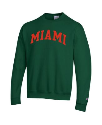 Men's Green Miami Hurricanes Basic Arch Fleece Pullover Sweatshirt